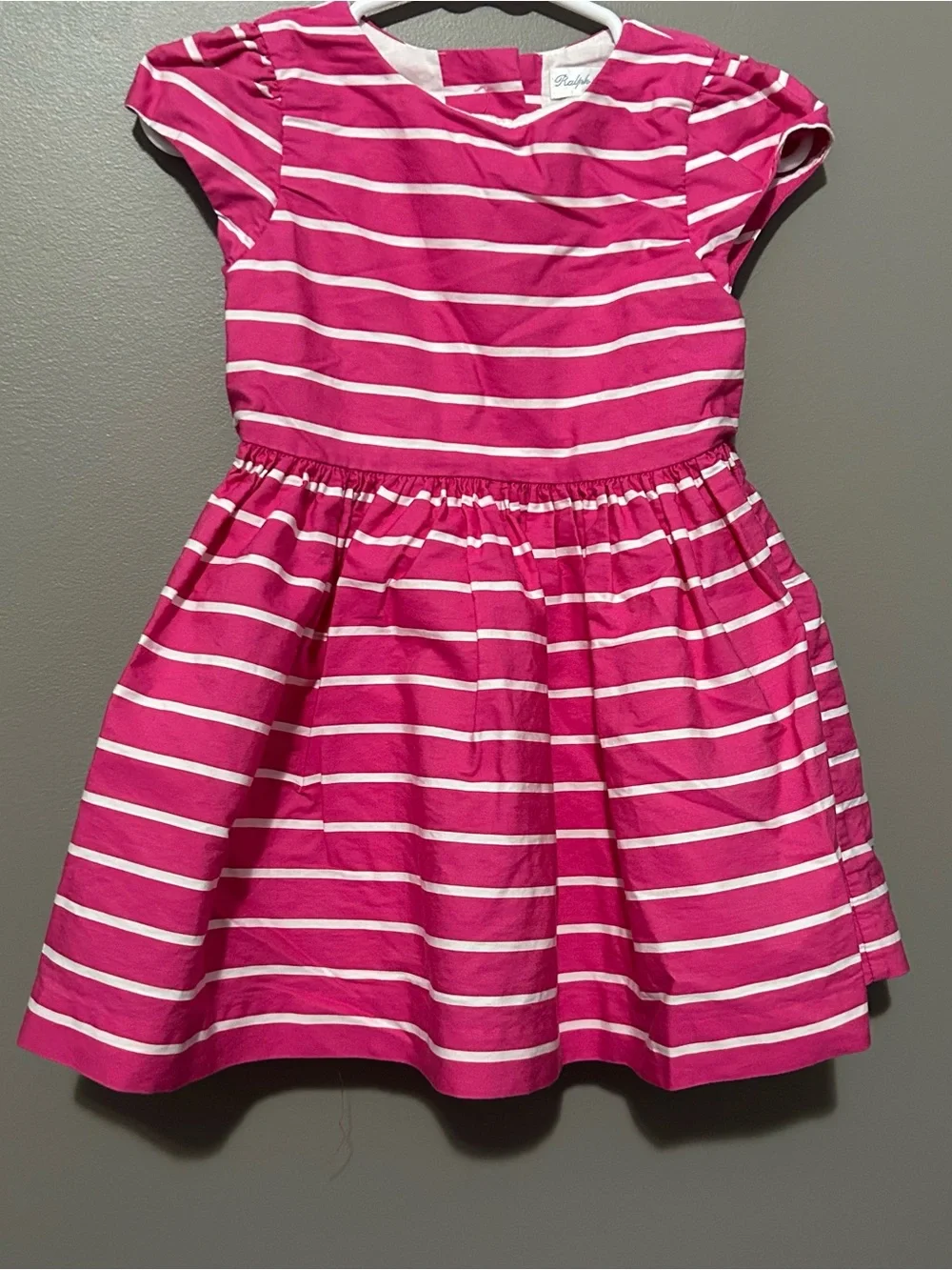 Ralph Lauren Fuchsia and White Striped Fit-and-Flare Dress